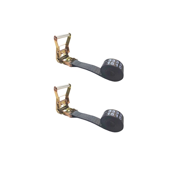 Heavy Duty 2" x 20' Utility Endless Ratchet Tie Down Strap for Cargo Bundling Black, 2PK